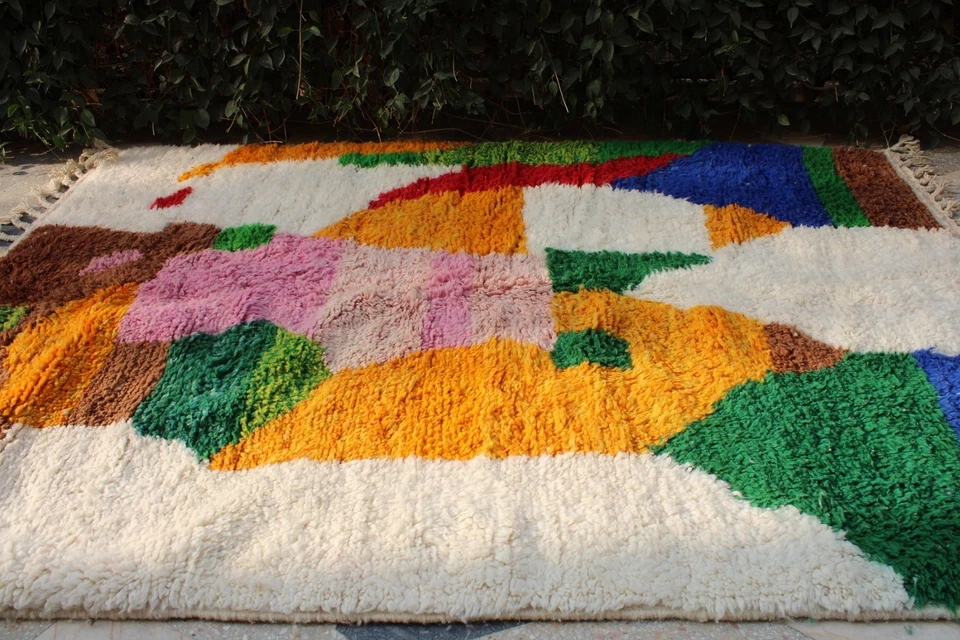 Alfombra beni ourain, alfombra de lana tribal alfombra de área vibrante alfombra atlas alfombra bereber moderna Foto 2 de 4