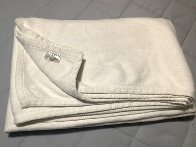 Sferra St Moritz Snow Twin Plush Blanket Ivory 100% Combed Cotton Portugal NEW
