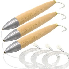 3 pcs Rigged Cedar Plugs 6 inch Cedar Plug Saltwater Tuna trolling Fishing Lu...