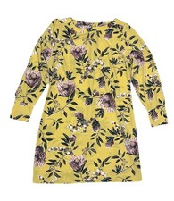 Ann Taylor Loft Floral Print Long Sleeves Shift Dress Yellow Pink Sz 10