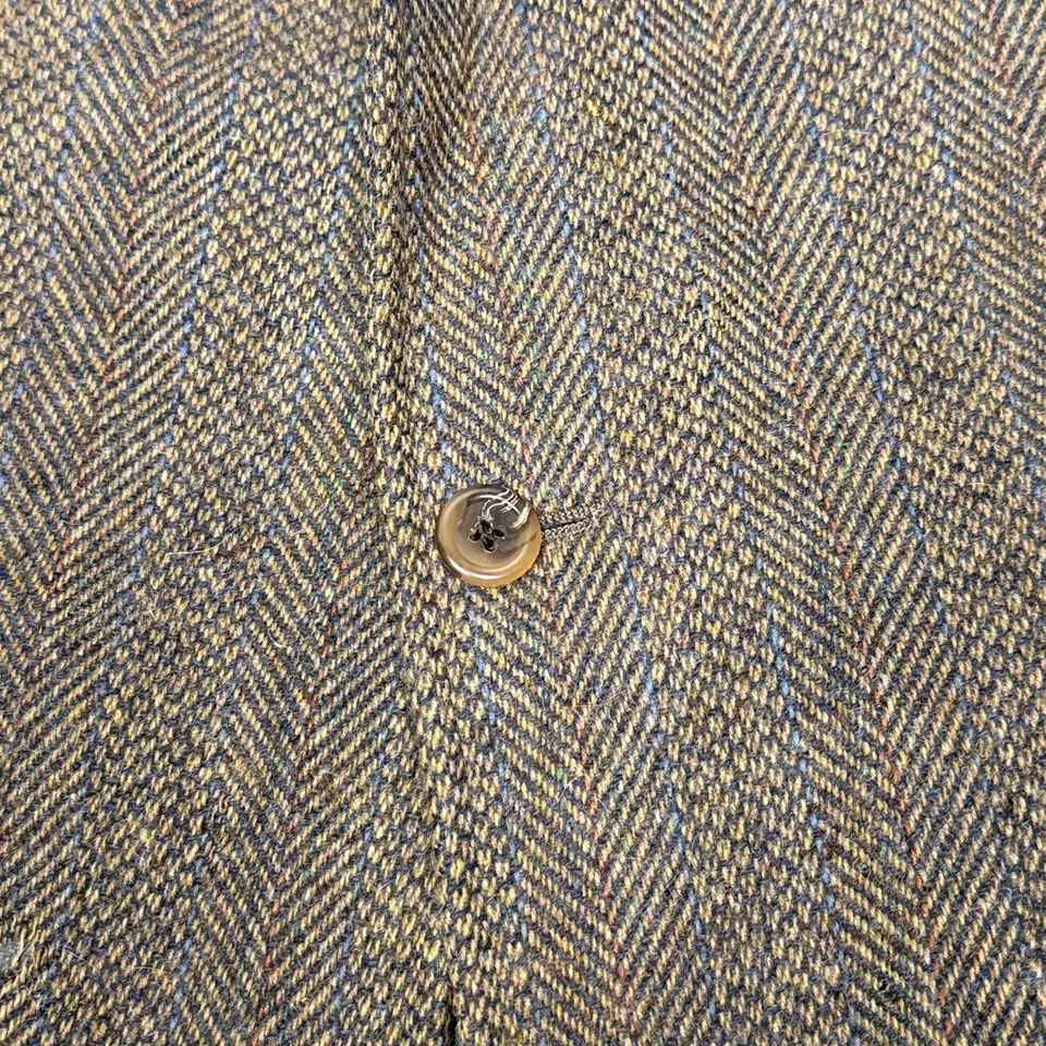 J Press Donegal Mist Size 42 R Brown Striped Herringbone Handwoven Tweed Blazer - Image 4 of 4