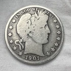 1901-O Barber Quarter Dollar 90% Silver 25c New Orleans US Coin