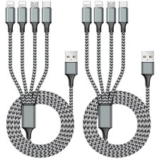 4 in 1 Multi Charging Cable 6FT 2 Pack Fast USB Charger Cord Universal