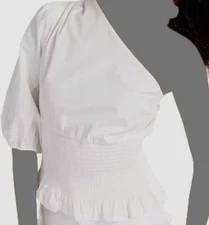 $59 Inc International Concepts Women's White Smocked One-Shoulder Top Size XXL