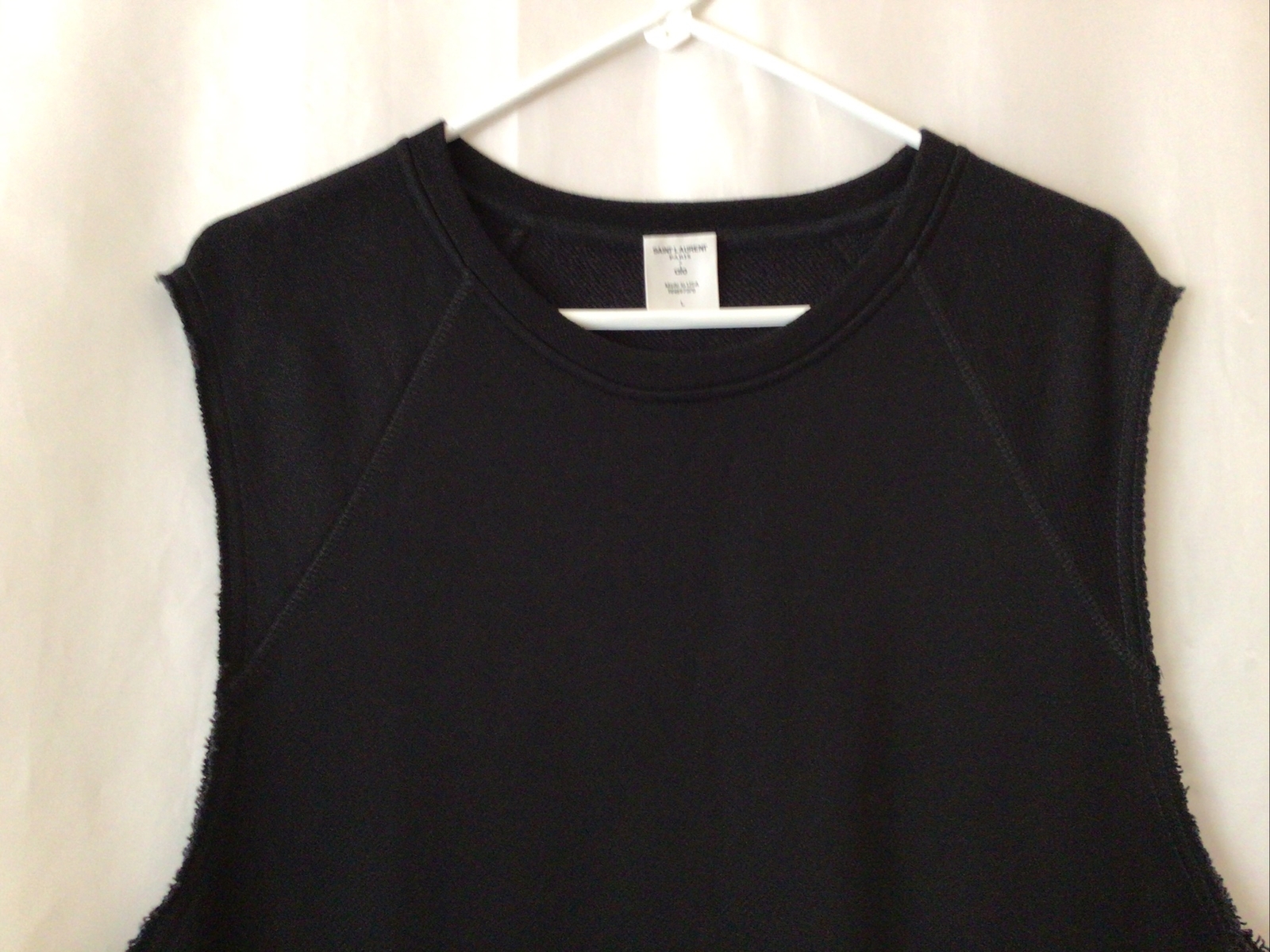Maglione Saint Laurent Paris X Alo RN#87370 senza maniche allenamento nero nuovo senza etichette