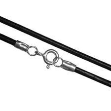 2mm BLACK / BROWN LEATHER CORD NECKLACE 925 STERLING SILVER CLASP LENGTH CHOICE