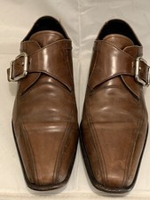 DOLCE AND GABBANA MEN BROWN LEATHER SHOES BUKLE LOAFERS SZ 7.5 ITALY