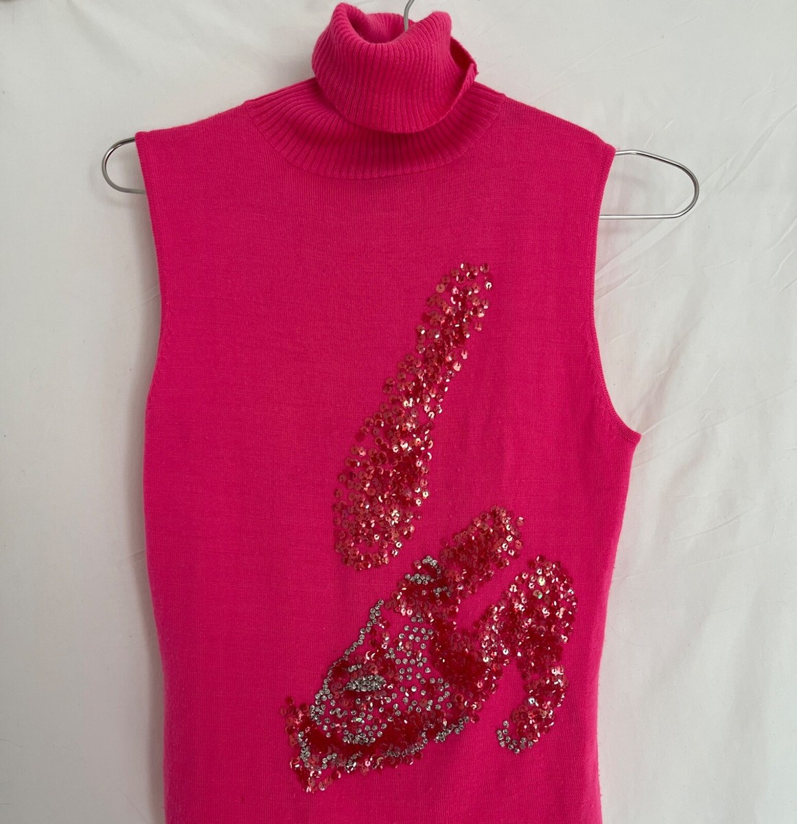 VERSACE 売れ筋商品|||ヴェルサーチ ニット&セーター アウター レディース Turtlenecks Pink Vintage 90s Versace pink knit wool turtleneck sleeveless top