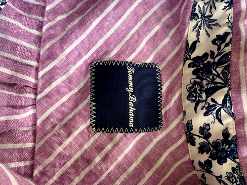 Tommy Bahama Big & Tall Aloha Cove Striped Linen Shirt Men's Large Purple Floral - Picture 8 of 10