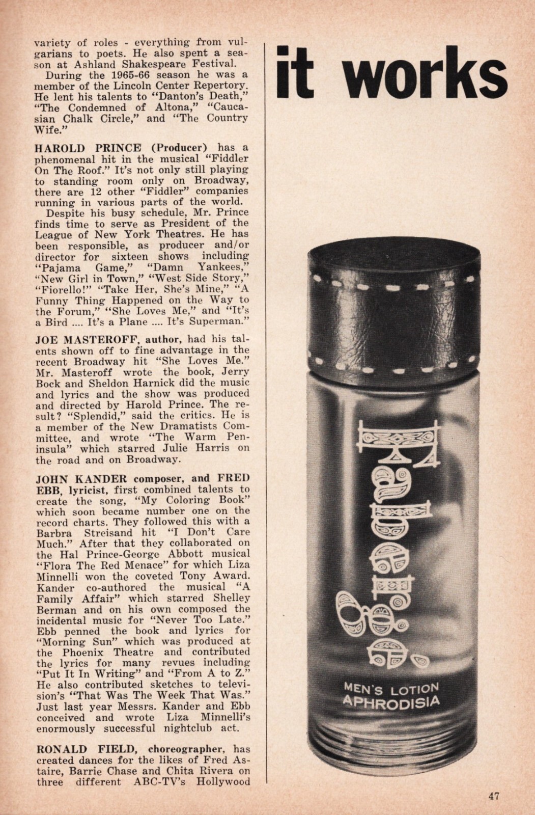 Kander and Ebb "CABARET" Joel Grey / Lotte Lenya 1966 Boston Tryout Playbill