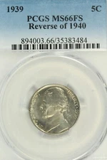 1939 Reverse of the 1940 Jefferson Nickel : PCGS MS66FS