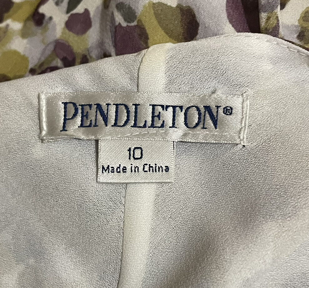 Pendleton Drape Neck Geometric Print Silk Blouse … - image 7
