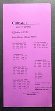 Chicago Express Airlines Timetable Effective January 1, 1996