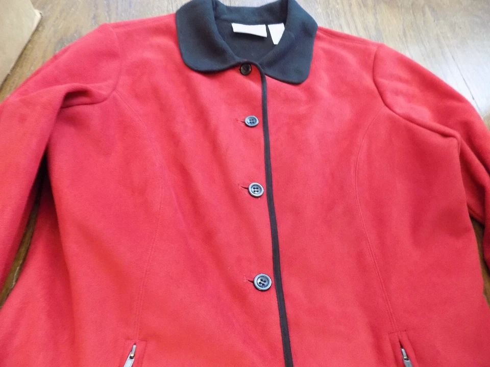 Blazer ALFRED DUNNER Forrado de Vellón Talla 10P Rojo con Borde Negro Cuello Peter Pan Usado en Excelente Condición Foto 3 de 4