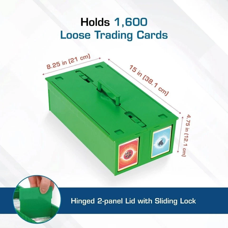 BCW 1600 Card Bin (Green) + 100 Standard 3x4 Toploaders Storage Box - Image 3 of 4