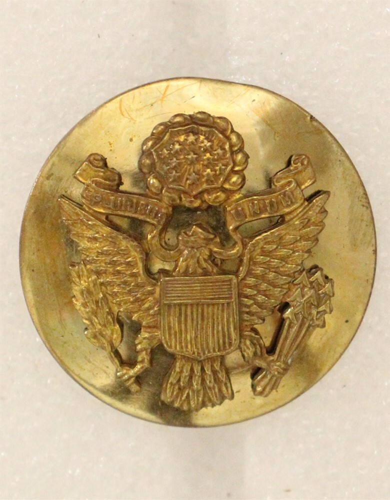 U.S. Army Enlisted Hat Badge 436 Round Gold Thick Disc Flat Edge-image