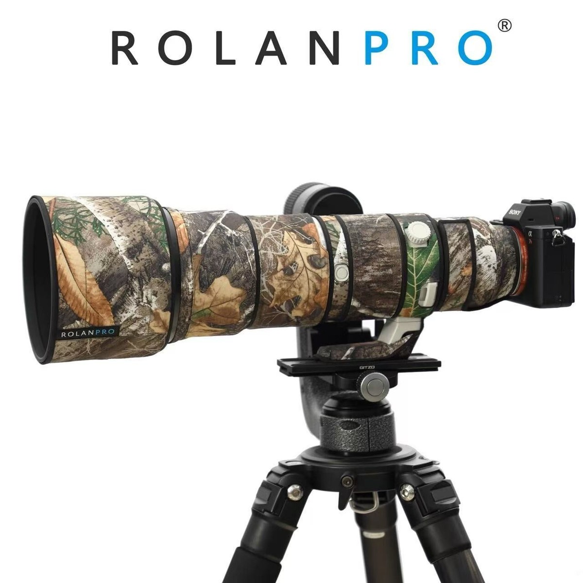 ROLANPRO Waterproof Lens Cover For Sony FE 400-800mm F/6.3-8 G OSS Camouflage Rain Cover-#31 Grey Jungle Camo