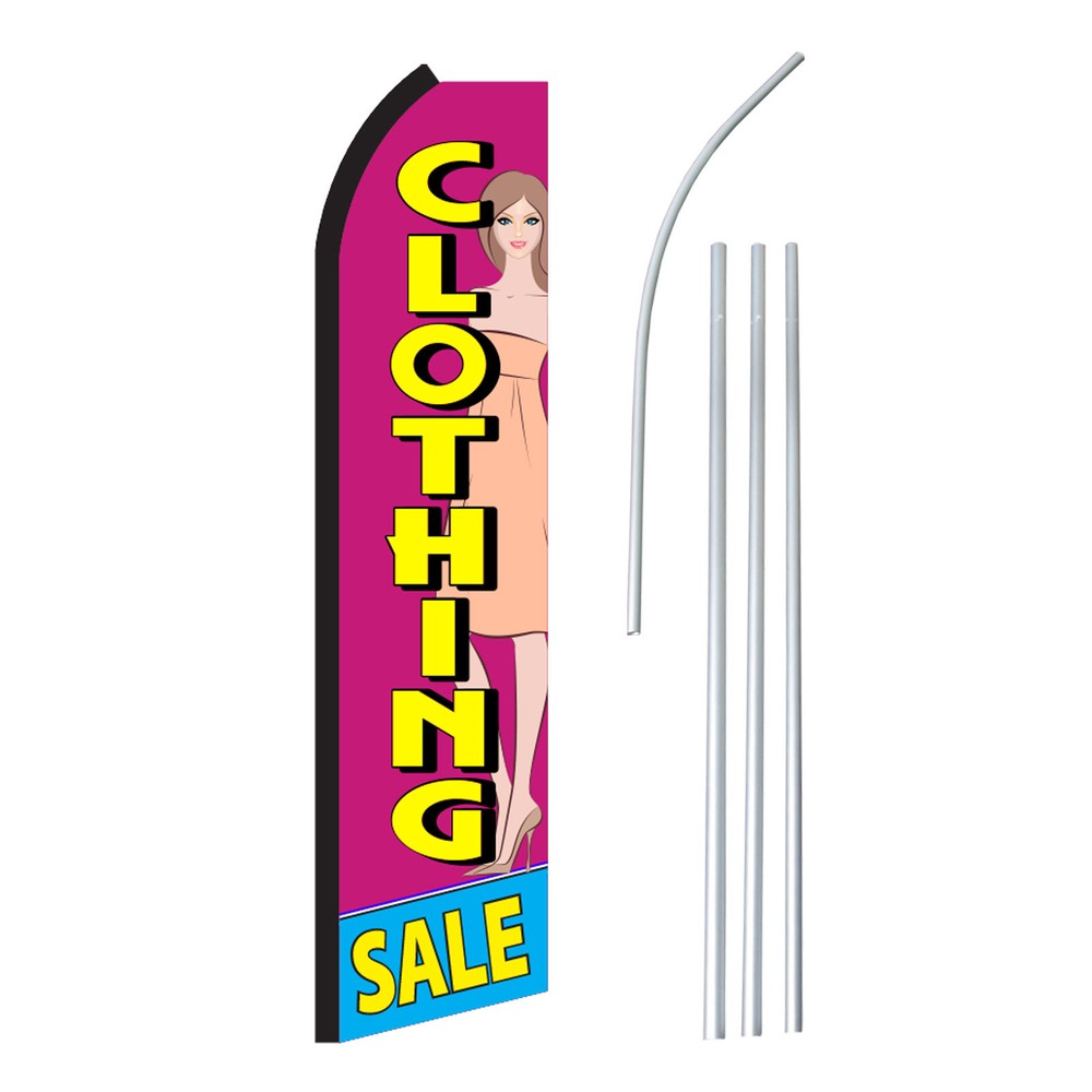 CLOTHING SALE Banner Flag & Pole Only Advertising Sign Swooper Feather