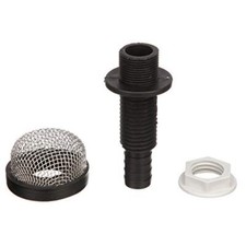 Thru-Hull Strainer Mount with Aerator Screen Fits 3/4 in. Hose One Size Black