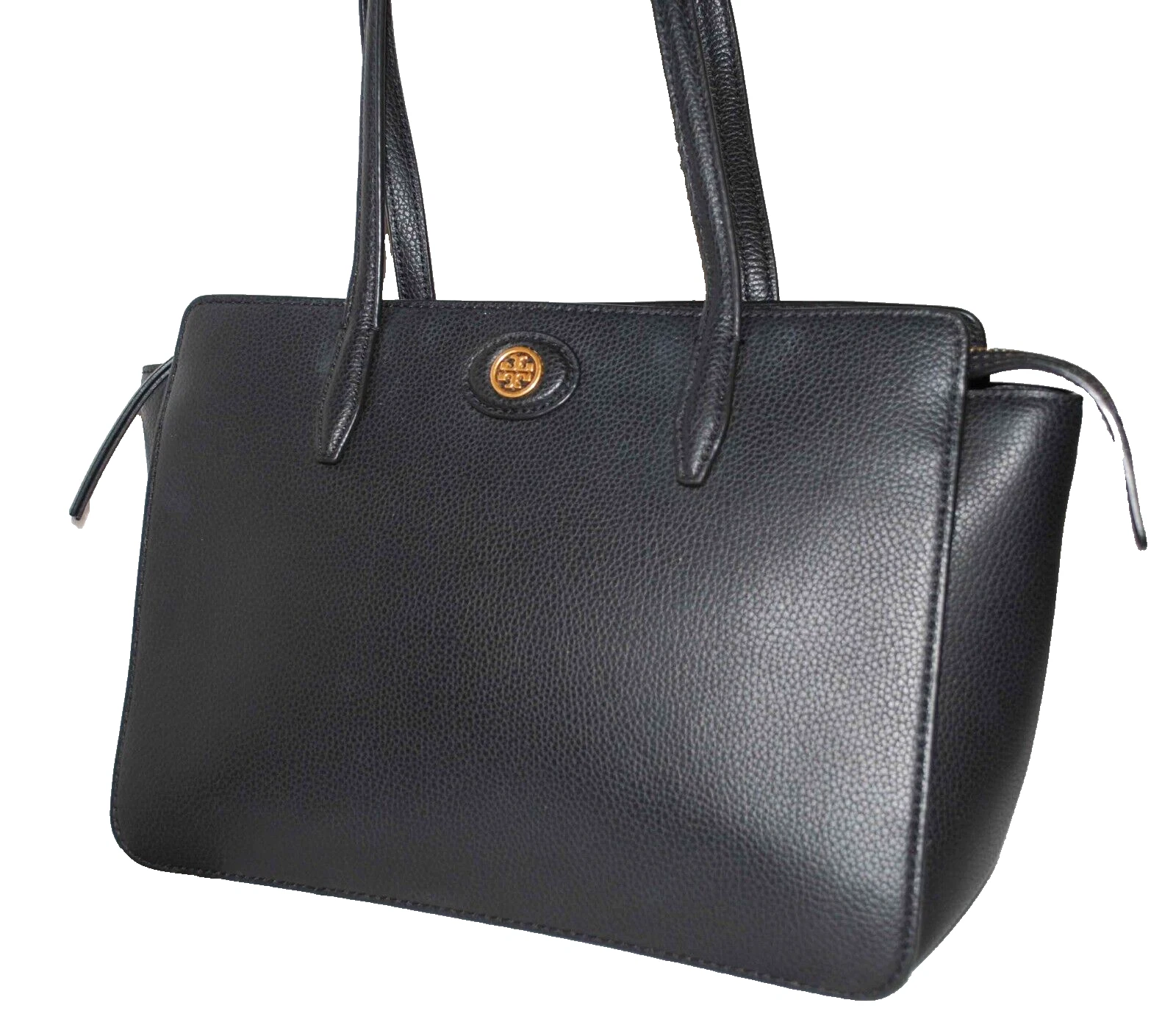 Tory Burch Robinson Borsa a tracolla piccola con zip in pelle nera e ciottoli $398