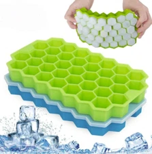 1pc Silicone Honeycomb Ice Tray - 37-Cell Stackable Mold with Lid - NEW