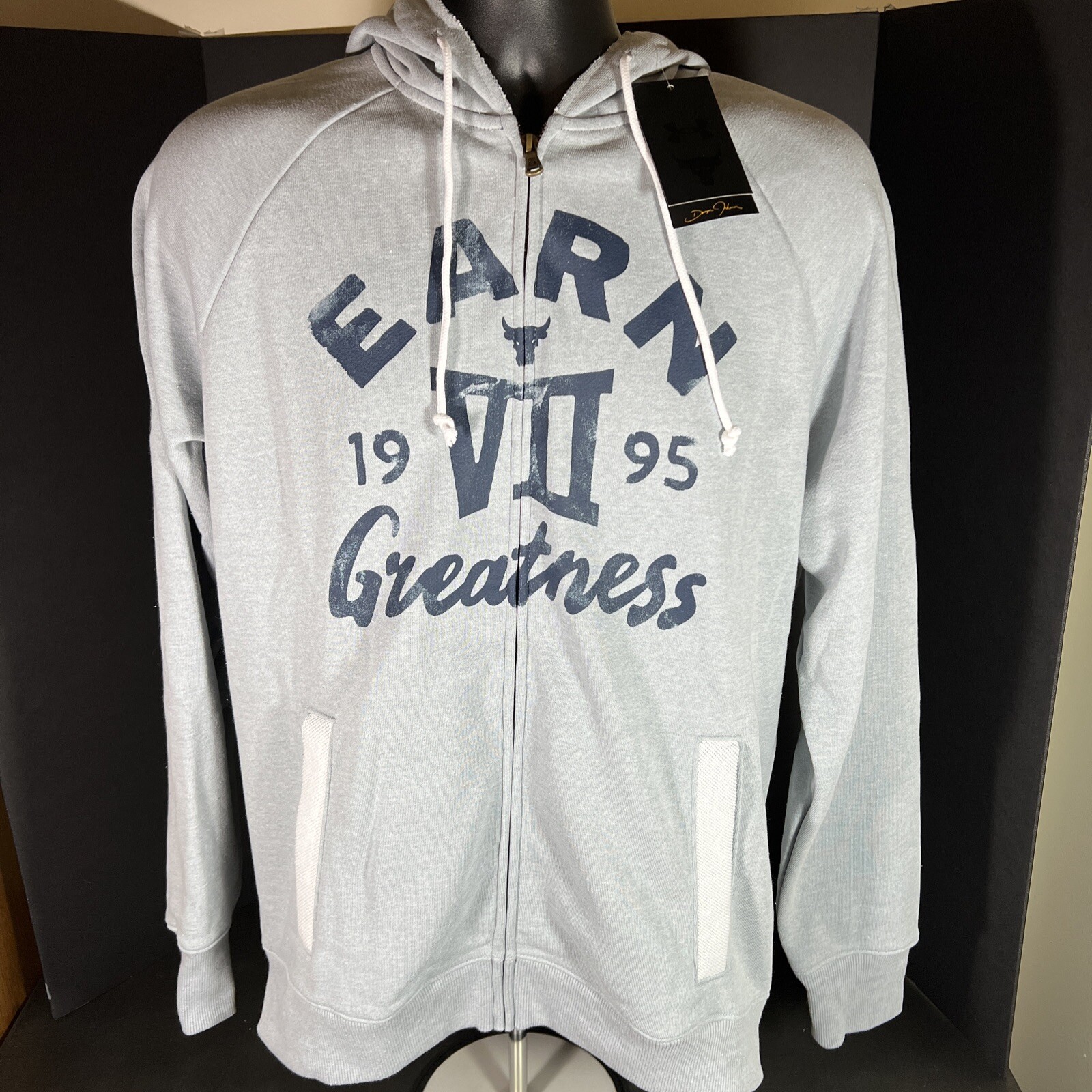 Under Armour Project Rock Full-Zip Terry Earn Greatness Heavyweight Hoodie.  Sz M | eBay