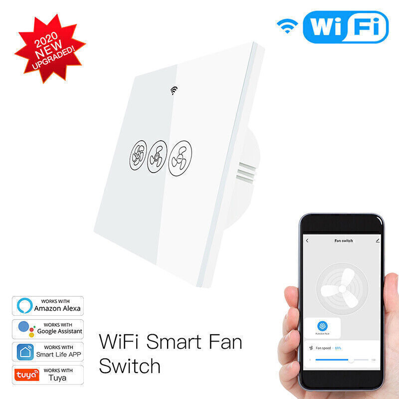 Smart Ceiling Fan Switch with Tuya App Alexa Google Wireless Remote Control