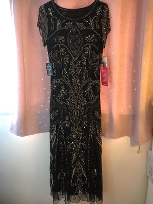 pisarro nights embellished mesh gown blush