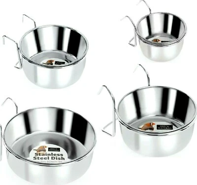 SHARPLES CAGE COOP CUP HOOK BOWLS stainless steel birds animal rodents dm food water dish