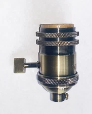 VINTAGE STYLE ANTIQUE BRASS PADDLE SWITCH MED BASE LAMP SOCKET UNO THREAD