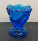 Vintage 1950s Fenton Blue Swirl Candle Holder