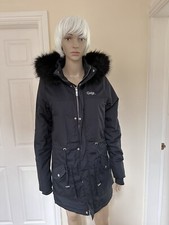 Womens Henleys Rimmington Uk 8 Black Winter Faux Fur Hooded Jacket