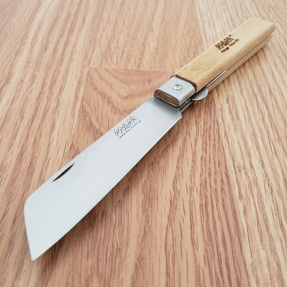 MAM Medium Linerlock Folding Knife 3.25" Stainless Steel Blade Beech Wood Handle - Image 2 of 4