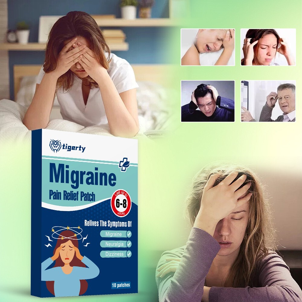 tigerty Migraine Relief Patch Fast Headache Ear Pressure Sooth Natural Herb 20Pc