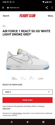 Nike Air Force 1 React Wolf Grey/White Smoke Grey Size 6 CD4366-002