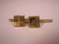 SINGLES 2 5/16" Engraved Gold Tone Vintage Formal Tux Prom Groom Shirt Stud h61