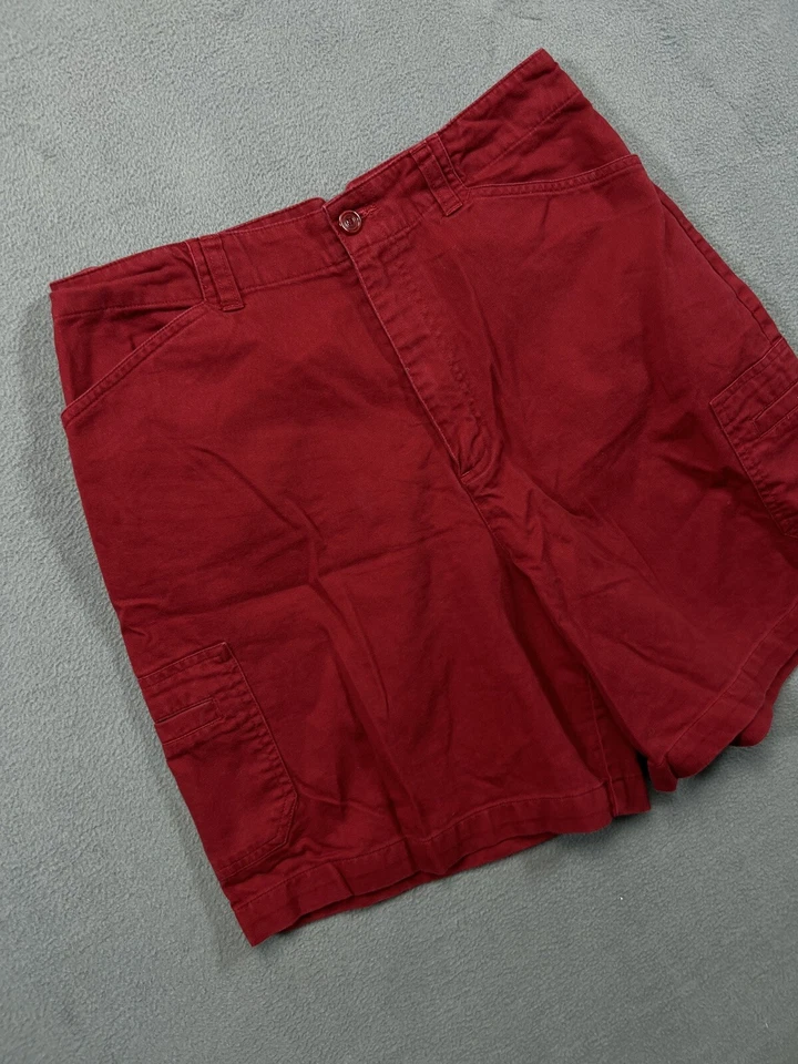 Pantalones Cortos Ciervo Blancos Para Mujer 8 Bermudas Chinas Rojas Bolsillos de Carga Informales Damas Foto 2 de 4