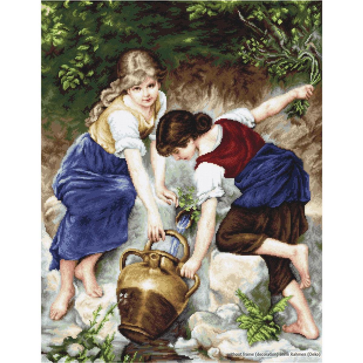 Luca-S counted Cross Stitch kit ""At the Fountain"", 34x44cm, DIY