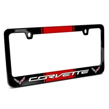 Chevrolet Corvette C7 Dual Logo Racing Stripes Real Carbon Fiber License Frame