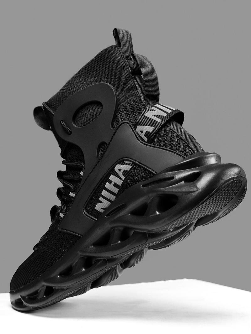 black high top running shoes