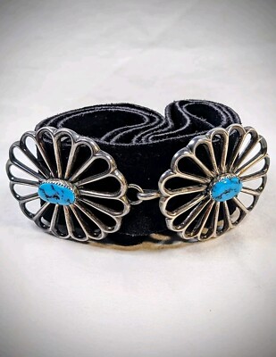 Vintage Wilson Begay Turquoise Sterling Silver Belt Buckle Wilson Begay Navajo Belt Buckles Turquoise Sterling Silver  main image 2