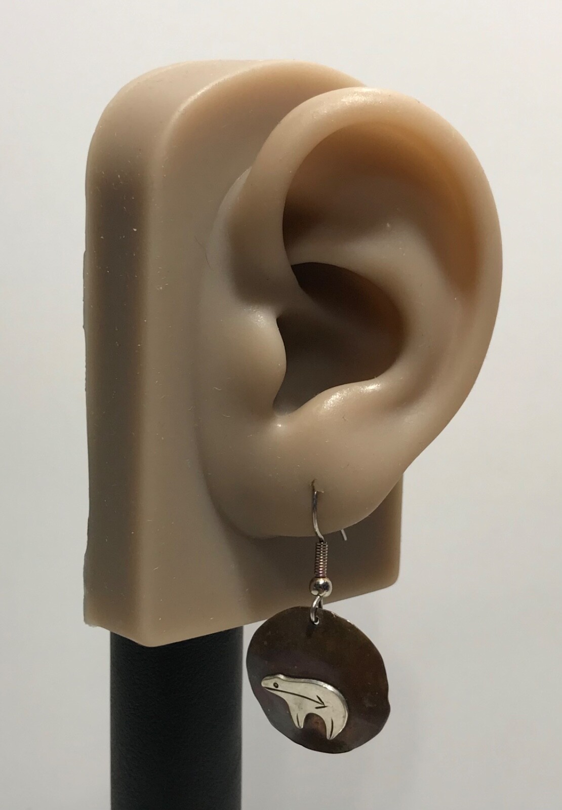 Sterling Silver & Copper Native Bear Drop Dangle … - image 13