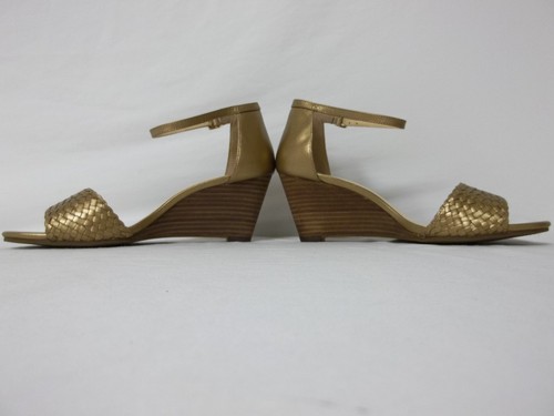 Cole Haan Size 6.5 M Rosalin Gold Open Toe Wedges New Womens Shoes NWOB - Picture 4 of 7