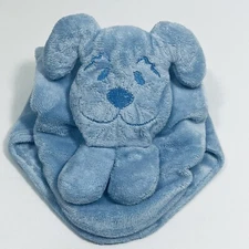 Plush Puppy Security Blanket Lovey Blue Flat Folding Dog 12x12 Soother