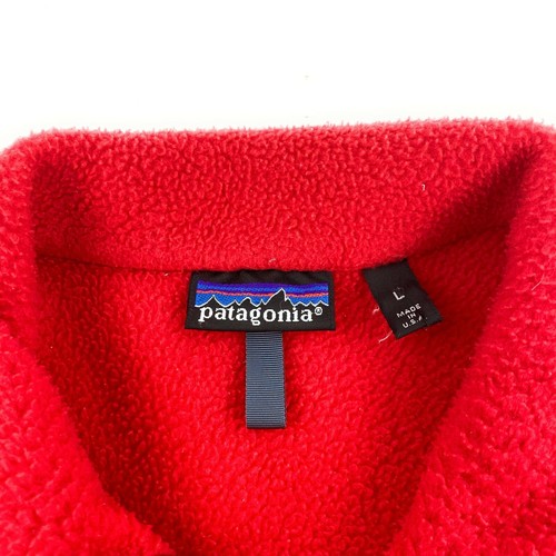 VTG 1990 90s Patagonia Retro X Deep Pile Fleece Red Full Zip Jacket USA Made L - Picture 2 of 7