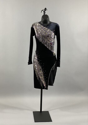silver latin dance dress Silver Latin Shiny Fringe Dance Dress