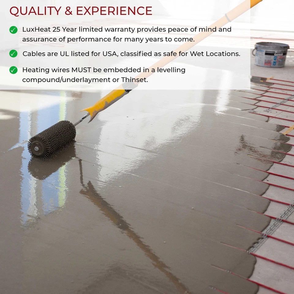 LuxHeat Cable Kit 120v (10-150sqft) Electric Radiant Floor Heating System Tile + - Image 4 of 4