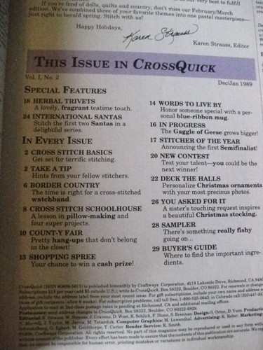 Vintage Cross Quick Cross Stitch Magazine Dec Jan 1989 Vol 1 No 2 - Picture 4 of 4