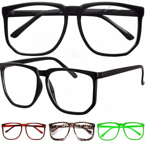 Oversize Grandi Retrò Geek Nerd Quadrato Lenti Trasparenti Occhiali Festa  Abito | eBay