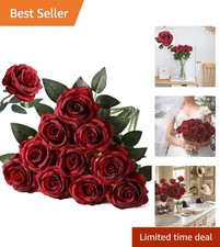 Vibrant Gradient Wine Red Artificial Roses - Perfect for Every Occasion, 10pcs